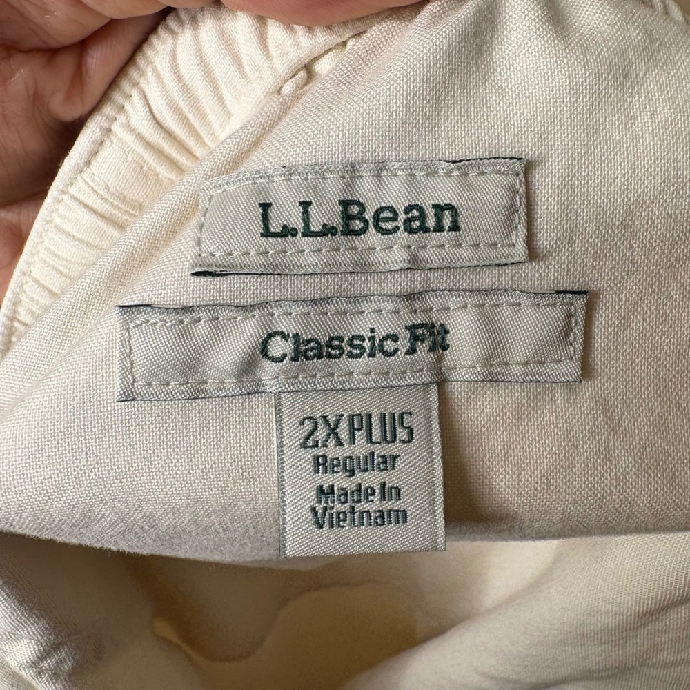 LL Bean Classic Fit Beige Cotton Pull On Drawstring Pants 2X Plus Casual Comfort - Picture 9 of 9
